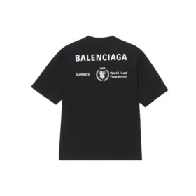 Erkek Balenciaga x WFP 1. Nesil Çapraz Baskılı Logo Yuvarlak Yaka Kazak Kısa Kollu Siyah 612966THV841000