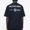 Erkek Balenciaga x WFP 1. Nesil Çapraz Baskılı Logo Yuvarlak Yaka Kazak Kısa Kollu Siyah 612966THV841000
