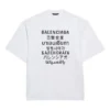 Erkek Balenciaga Yazılı Yuvarlak Yaka Kazak, Kısa Kollu, Beyaz 641614TJVI39040