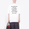 Erkek Balenciaga Yazılı Yuvarlak Yaka Kazak, Kısa Kollu, Beyaz 641614TJVI39040