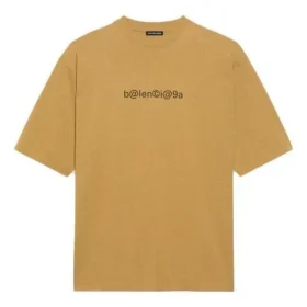 Erkek Balenciaga Yuvarlak Yaka Alfabe Baskılı Kısa Kollu Haki 620969TIV509605