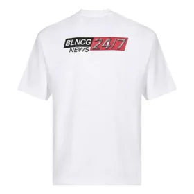 Erkek Balenciaga Yuvarlak Yaka Kısa Kollu Beyaz 612966TIVD19000