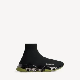 Erkek Speed 2.0 tam şeffaf tabanlı geri dönüştürülmüş örgü Sneaker, siyah/haki
