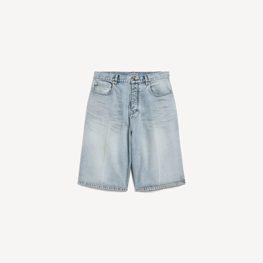Erkekler için ağartılmış açık mavi renkli, ütü gerektirmeyen Denim şort Erkekler için ağartılmış açık mavi renkli, ütü gerektirmeyen Denim şort