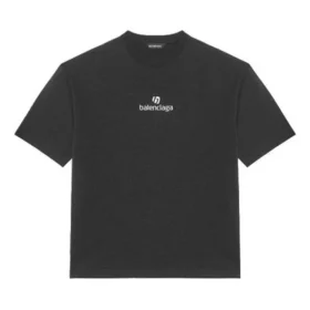 Erkekler için Balenciaga Alfabe Baskılı Kısa Kollu Siyah 612966TJVD91034