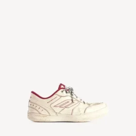 Erkekler için Hamptons orta derecede eskitilmiş sneaker’lar, kirli beyaz/kırmızı