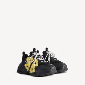 Erkekler için siyah/sarı renkli Triple S Tape Type Sneaker’lar