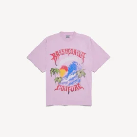 Eski pembe renkli kadın vintage sörfçü oversize tişört
