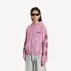 Eski pembe renkli, kadınlar için Balenciaga Sacra Cœur orta kesim fermuarlı kapüşonlu kapüşonlular Eski pembe renkli, kadınlar için Balenciaga Sacra Cœur orta kesim fermuarlı kapüşonlu kapüşonlular