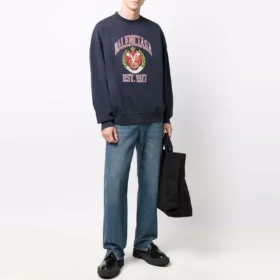 Est. 1917 Üniversite Logolu Baskılı Bisiklet Yaka Sweatshirt “Lacivert” 676629TLV908067