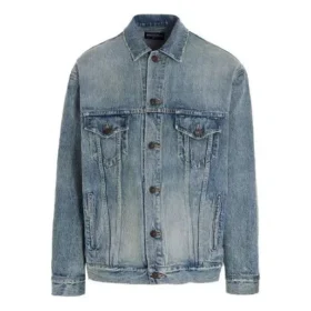 Est. 1917 Üniversite Logolu Baskılı Denim Ceket Geniş Kesim “Yıkanmış Açık Mavi” 675207TJW795620