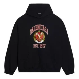 Est. 1917 Üniversite Logolu Baskılı Kapüşonlu Sweatshirt Geniş Kesim “Siyah” 675003TLV901076