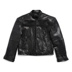 FW23 Dekonstrüktif Fermuarlı Ceket “Siyah Yumuşak Buffalo Derisi” 768749TMS031000