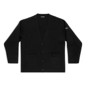 FW23 Hırka “Siyah Çift Yüzlü Yün Örgü” 771671T16751000