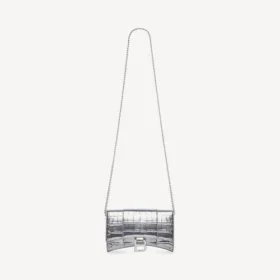 Gümüş renkli, zincirli Hourglass kadın cüzdanı