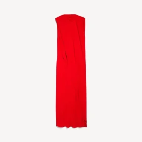 Gün batımı kırmızısı kadın drape elbise