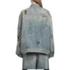 Grafiti Desenli Denim Ceket “Açık Mavi” 721708TOW664036