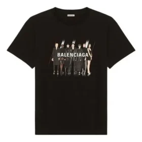 Grup Portresi Baskılı Logo Retro Kısa Kollu Unisex Siyah 612965TIVA11000