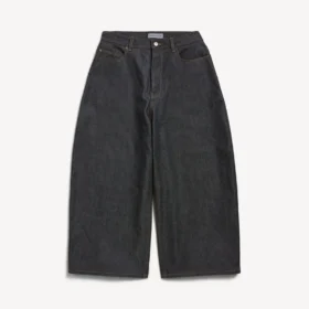 Ham indigo renkli erkek kavisli kot pantolon