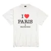 I Love Paris & Balenciaga Oversized Tişört “Beyaz” 787349TRVU99012