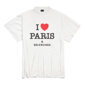 I Love Paris & Balenciaga Oversized Tişört “Beyaz” 787349TRVU99012