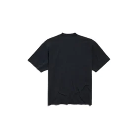 I Love Paris & Balenciaga Tişört Orta Kesim “Black Faded” 764235TRVU91041