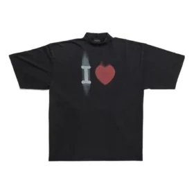 I Love Tişört Geniş Kesim “Siyah” 744439TOVH39034