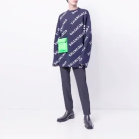 Intarsia Örgü Logolu Kazak “Siyah” 623283T15674177