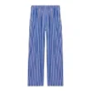 Çizgili Pamuklu Poplin Geniş Paça Pantolon “Mavi” 583438TJM214800