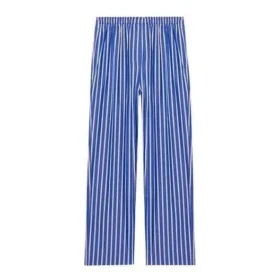 Çizgili Pamuklu Poplin Geniş Paça Pantolon “Mavi” 583438TJM214800