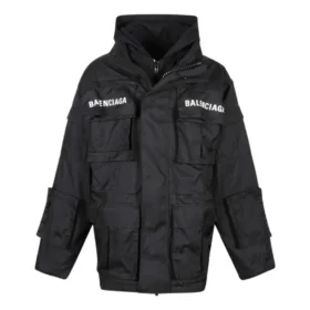Jersey Ekli Teknik Kumaş Oversized Parka “Siyah” 746450TOO321000