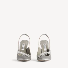 Kadın Balenciaga | Manolo Blahnik gri tüy desenli slingback