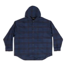 Kapüşonlu Kareli Overshirt “Blue Navy” 720109TNM354202