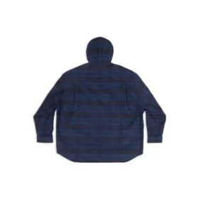 Kapüşonlu Kareli Overshirt “Blue Navy” 720109TNM354202