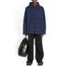 Kapüşonlu Kareli Overshirt “Blue Navy” 720109TNM354202