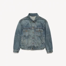 Kirli vintage mavi renkli kadın kick denim ceket