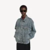 Kirli vintage mavi renkli kadın kick denim ceket Kirli vintage mavi renkli kadın kick denim ceket