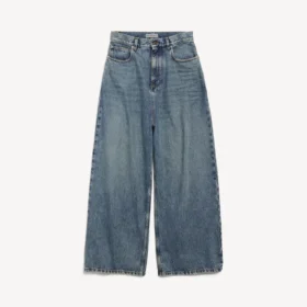 Kirli vintage mavi renkli, kadınlar için düşük kasıklu bol kesim kot pantolon Kirli vintage mavi renkli, kadınlar için düşük kasıklu bol kesim kot pantolon