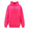 Klasik Logolu Minimalist Düz Renkli Kapüşonlu Sweatshirt Pembe 570798THV775630