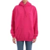 Klasik Logolu Minimalist Düz Renkli Kapüşonlu Sweatshirt Pembe 570798THV775630