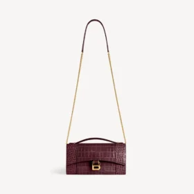 Koyu bordo renkli, zincirli Hourglass çantası