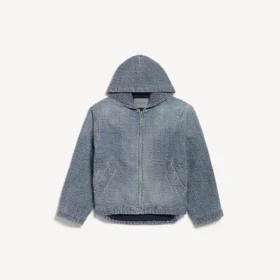 Koyu mavi erkek denim dikişli kapüşonlu ceket