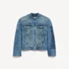Koyu mavi erkek sıkı kesim denim motosiklet ceket Koyu mavi erkek sıkı kesim denim motosiklet ceket