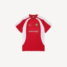 Kırmızı renkli erkek futbol oversize tişörtü