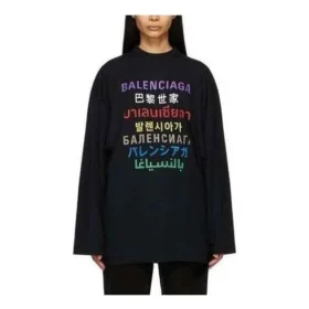 Languages Logo Uzun Kollu Tişört “Black Multicolor” 641667TJVI32771