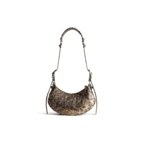 Le Cagole XS Omuz Çantası, Leopar Desenli Metalik “Kahverengi” 6713092AAV72529