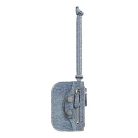 Le Cagole Yapay Elmaslı Denim Bozuk Para Cüzdanı “Mavi” 7767692109U4715