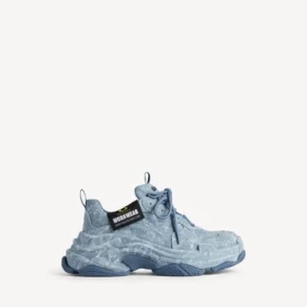 Mavi renkli erkek Triple S kanvas sneaker’ı