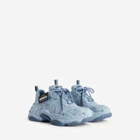 Mavi renkli erkek Triple S kanvas sneaker’ı