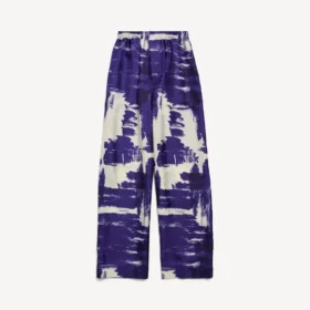 Mavi renkli kadın fırça desenli pijama pantolonu